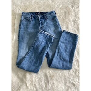 Hollister High Rise Vintage Straight Jeans Women W24 L27 Light Wash Button Fly‎